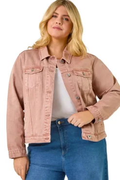 Roman Rose Curve Mid Wash Denim Jacket