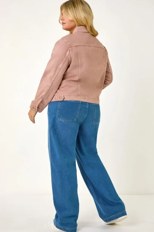 Roman Rose Curve Mid Wash Denim Jacket
