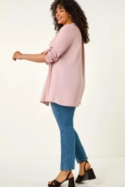 Roman Rose Curve Textured Buttoned Tunic Top