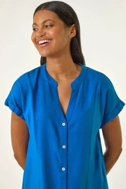 Roman Royal Blue Linen Mix Shift Dress