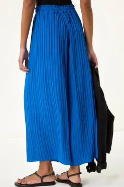 Roman Royal Blue Pleated Wide Leg Culottes