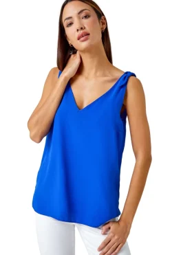 Roman Royal Blue Tie Detail Strap Cami Top