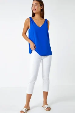 Roman Royal Blue Tie Detail Strap Cami Top