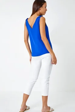 Roman Royal Blue Tie Detail Strap Cami Top