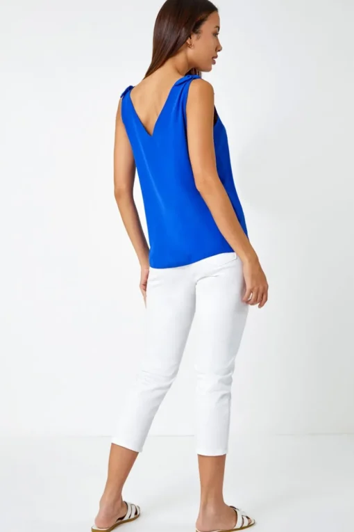 Roman Royal Blue Tie Detail Strap Cami Top