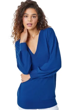 Roman Royal Blue V-Neck Stretch Jumper