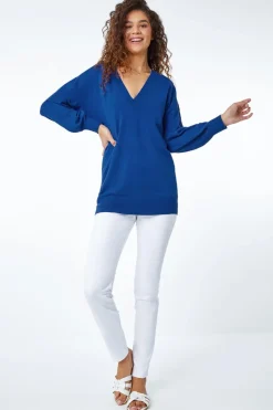 Roman Royal Blue V-Neck Stretch Jumper