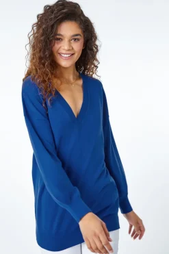Roman Royal Blue V-Neck Stretch Jumper