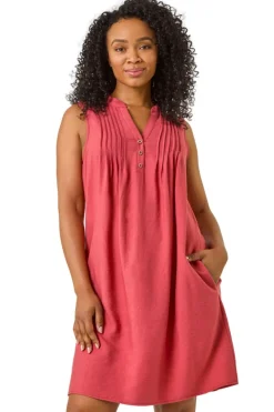 Roman Rust Petite Pintuck Pocket Dress