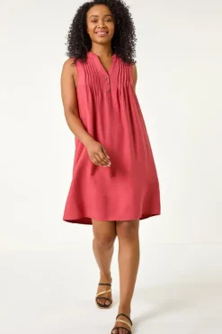 Roman Rust Petite Pintuck Pocket Dress
