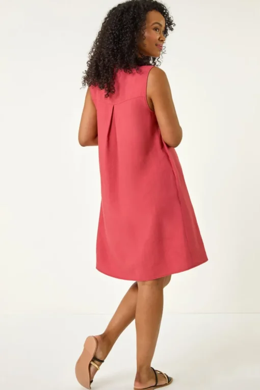 Roman Rust Petite Pintuck Pocket Dress