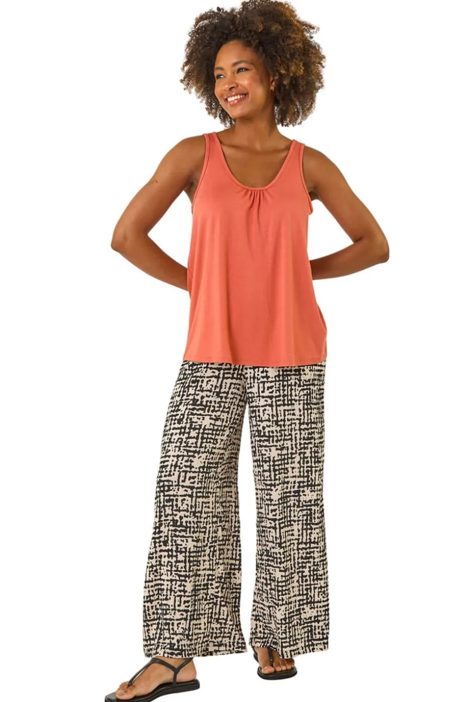 Roman Rust Plain V Neck Stretch Jersey Vest Top