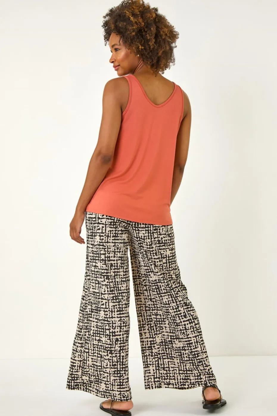 Roman Rust Plain V Neck Stretch Jersey Vest Top