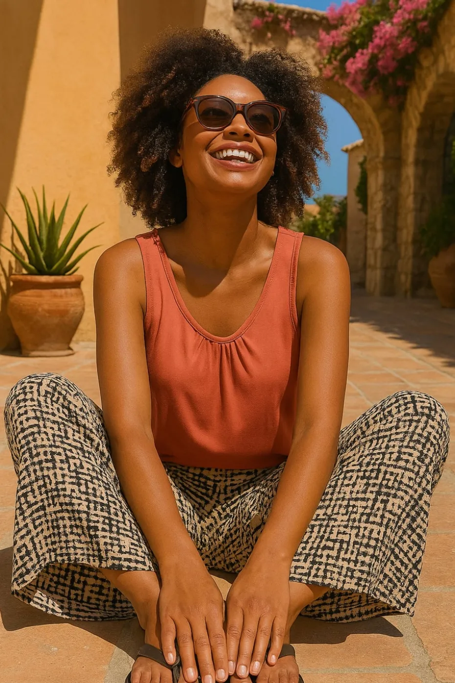 Roman Rust Plain V Neck Stretch Jersey Vest Top