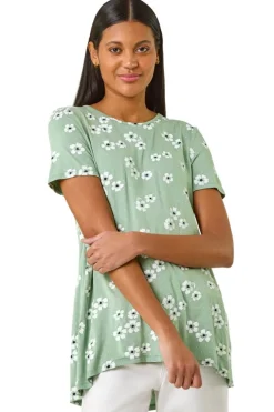 Roman Sage Floral Spot Print Tunic Top
