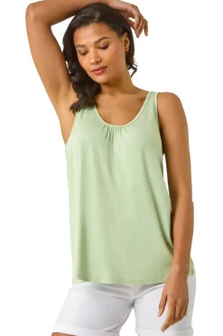 Roman Sage V Neck Stretch Jersey Vest Top
