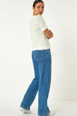 Roman Soft Green Dainty Stripe Knit Top