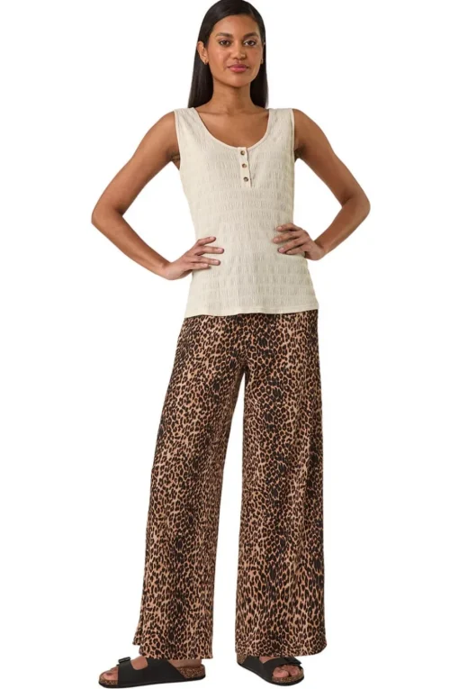 Roman Stone Button Detail Stretch Top