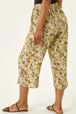 Roman Stone Petite Animal Print Cropped Trouser