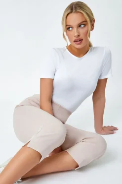 Roman Stone Petite Cropped Stretch Trousers