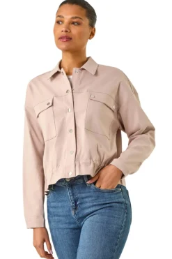 Roman Stone Utility Collared Stretch Pocket Jacket