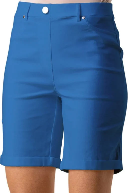 Roman Teal Blue Turn Up Stretch Shorts