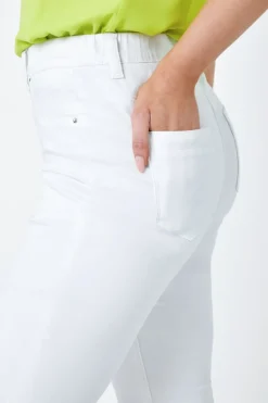 Roman White Denim Stretch Knee Length Pedal Pusher