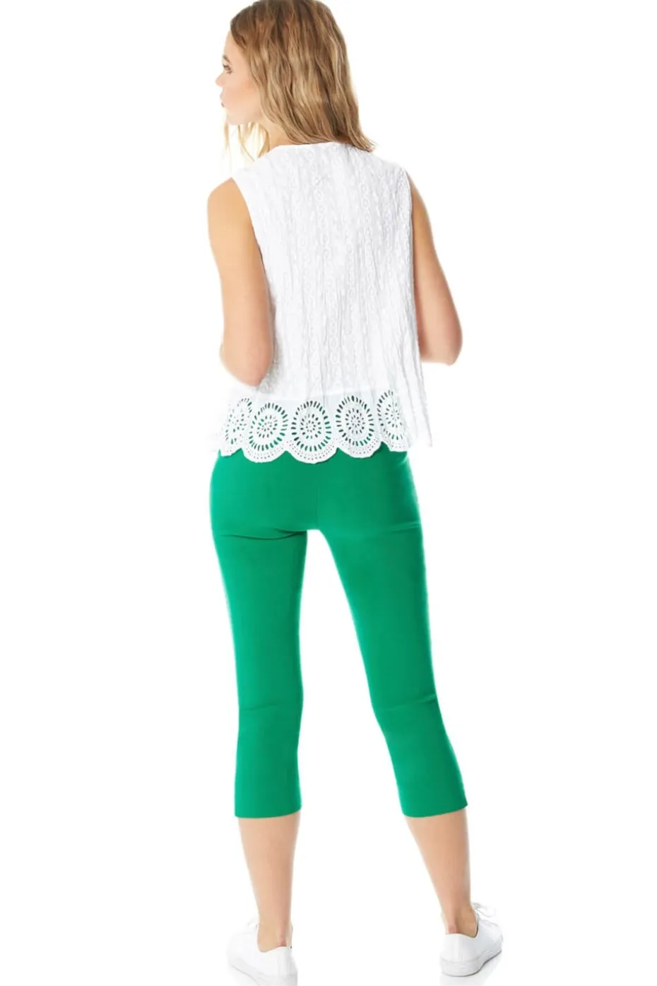 Roman White Eyelet Detail Embroidered Crinkle Blouse