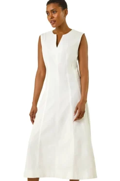 Roman White Panel Detail Midi Dress