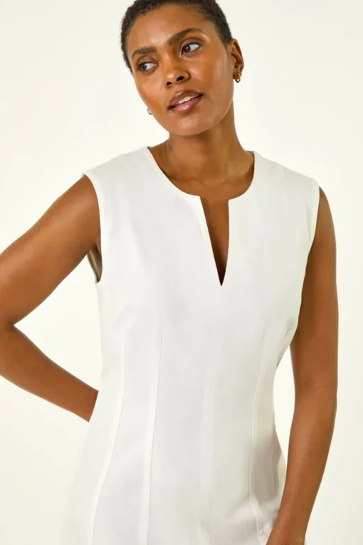 Roman White Panel Detail Midi Dress