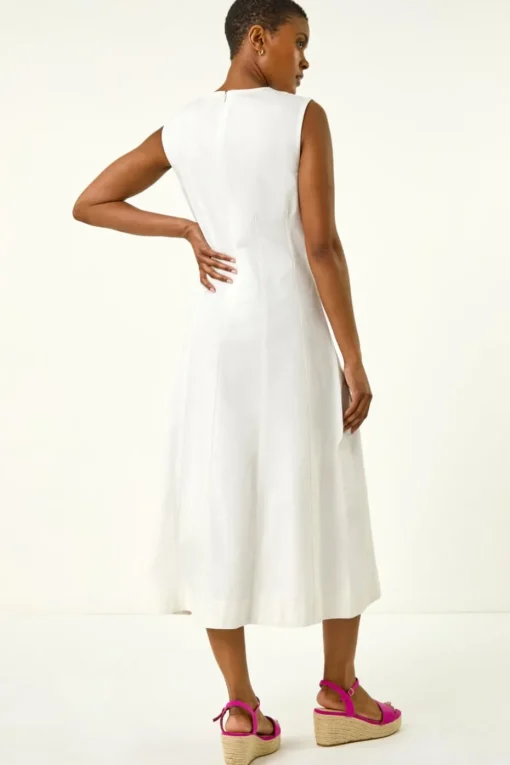Roman White Panel Detail Midi Dress