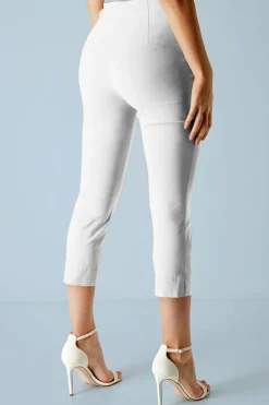 Roman White Petite Cropped Stretch Trousers