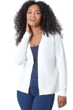 Roman White Petite Plain Stretch Cardigan