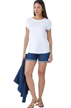 Roman White Plain Stretch Cotton Jersey T-Shirt