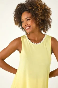 Roman Yellow Daisy Neck Trim Vest Top