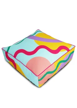 rucomfy Indoor/Outdoor Box Floor Cushion Doodle Print Beanbag