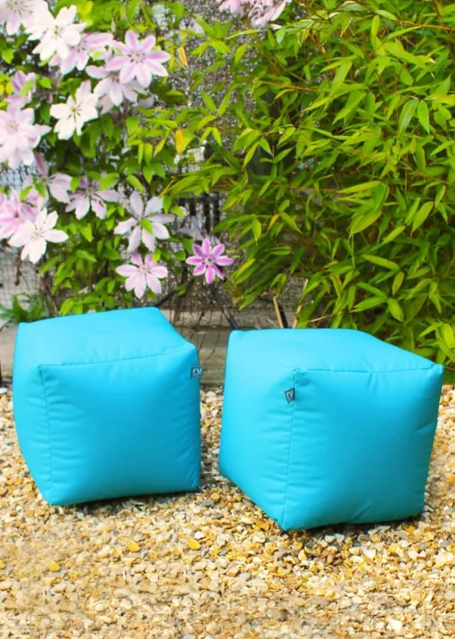 rucomfy Indoor/Outdoor Cube Turquoise Beanbag