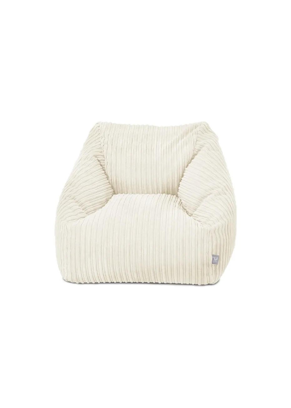 rucomfy Jumbo Cord Big Kids Snuggle Chair Ivory Beanbag