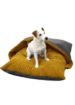 rucomfy Jumbo Cord Burrower Medium Mustard Pet Bed
