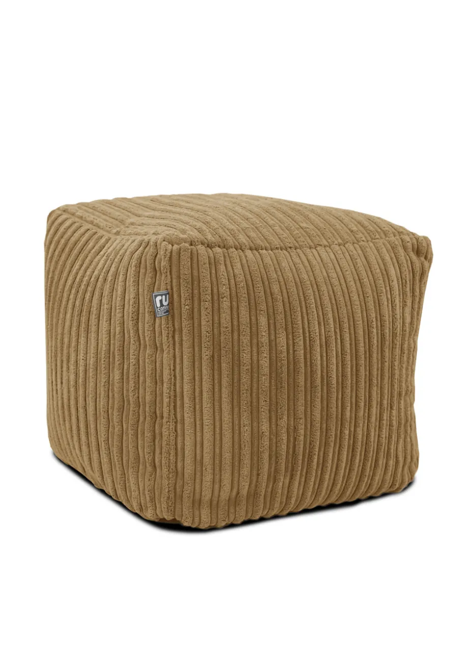 rucomfy Jumbo Cord Cube Caramel Beanbag