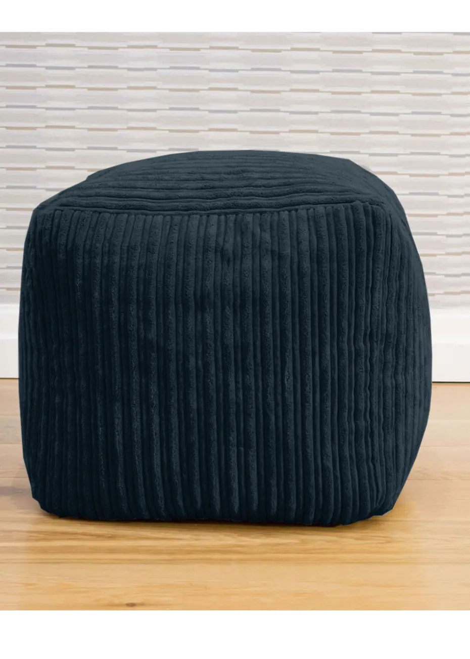 rucomfy Jumbo Cord Cube Navy Blue Beanbag