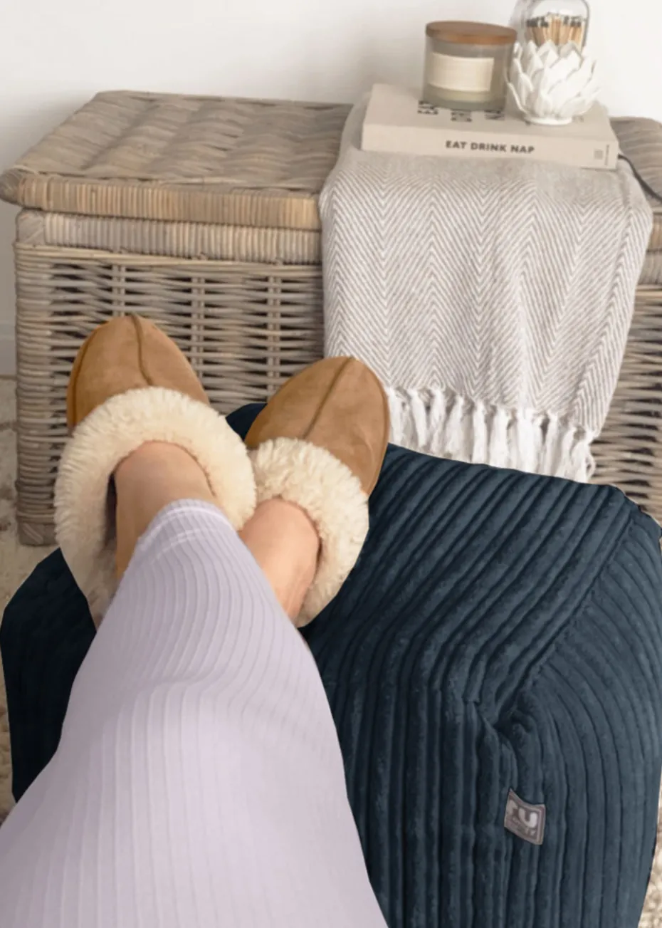 rucomfy Jumbo Cord Cube Navy Blue Beanbag