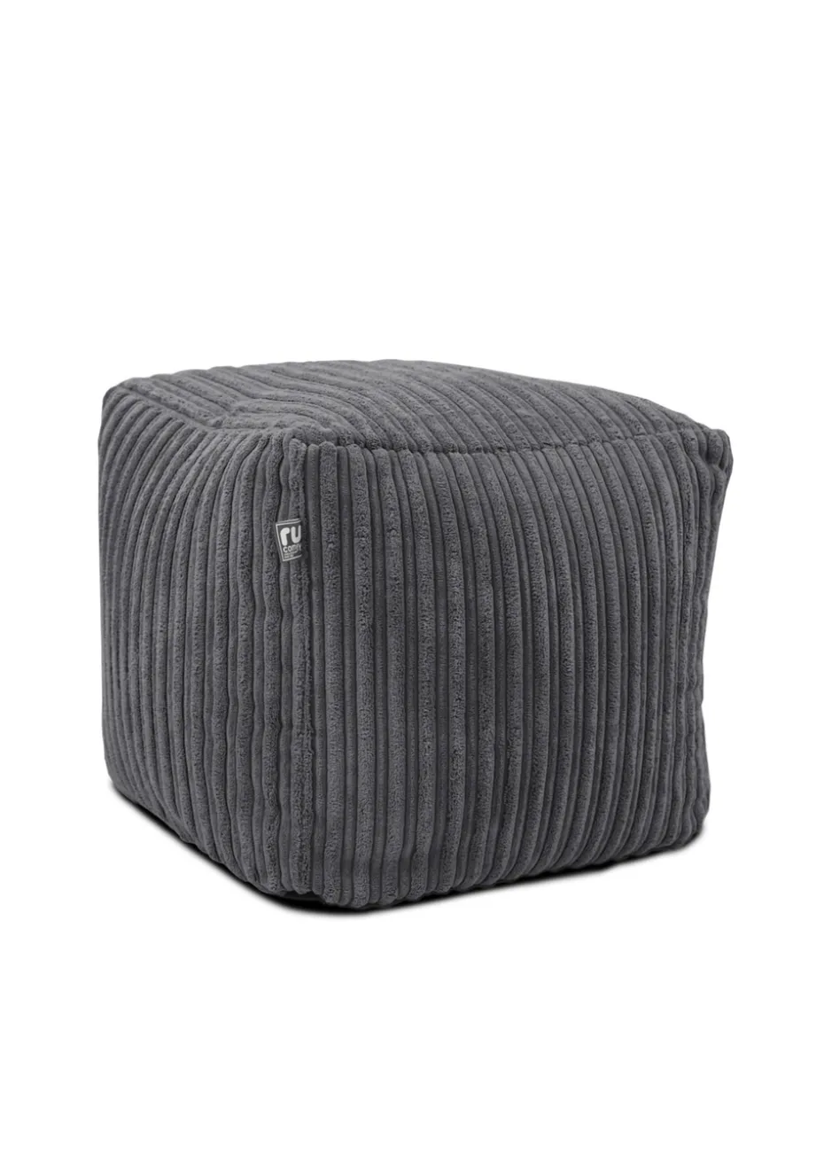 rucomfy Jumbo Cord Cube Slate Grey Beanbag