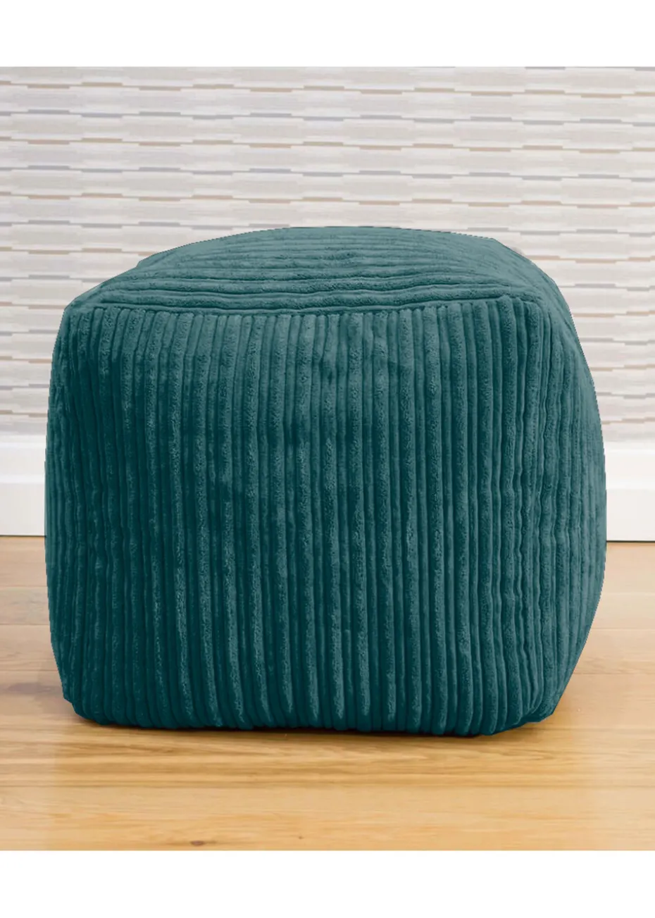 rucomfy Jumbo Cord Cube Teal Beanbag (38cm x 38cm x 38cm)