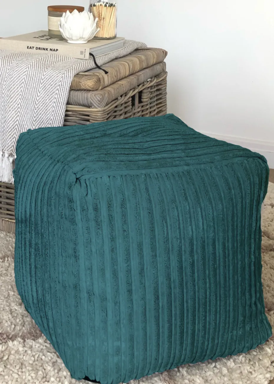 rucomfy Jumbo Cord Cube Teal Beanbag (38cm x 38cm x 38cm)