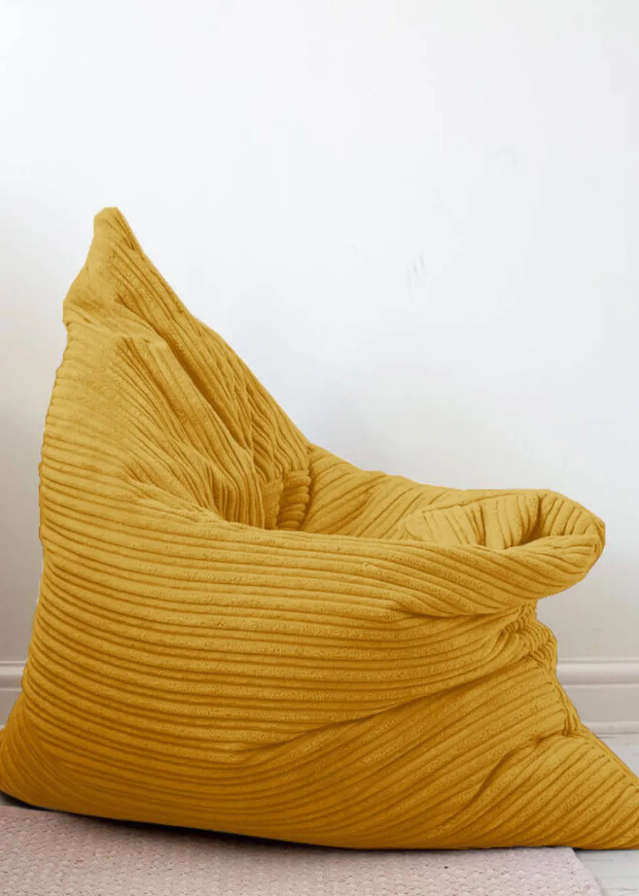 rucomfy Jumbo Cord Floor Cushion Mustard Beanbag