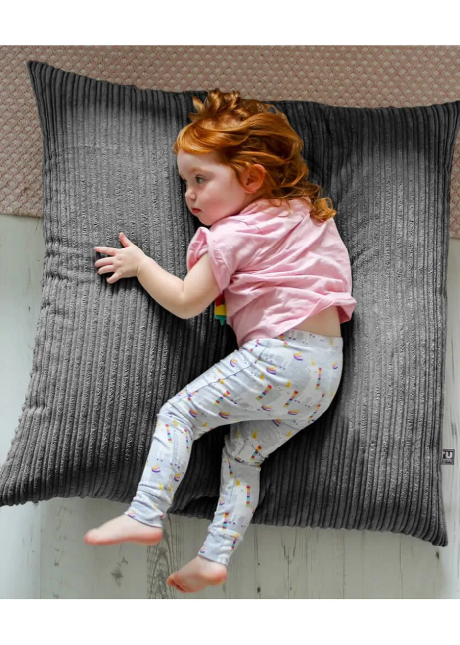 rucomfy Jumbo Cord Floor Cushion Slate Grey Beanbag