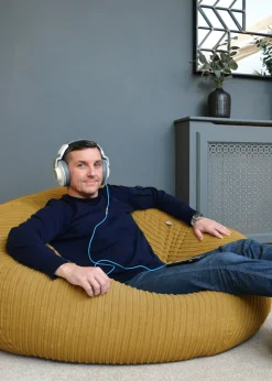 rucomfy Jumbo Cord Goliath Mustard Beanbag