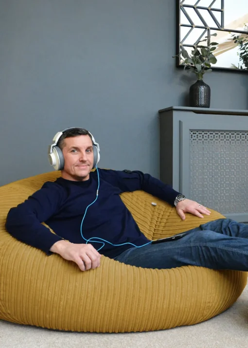 rucomfy Jumbo Cord Goliath Mustard Beanbag