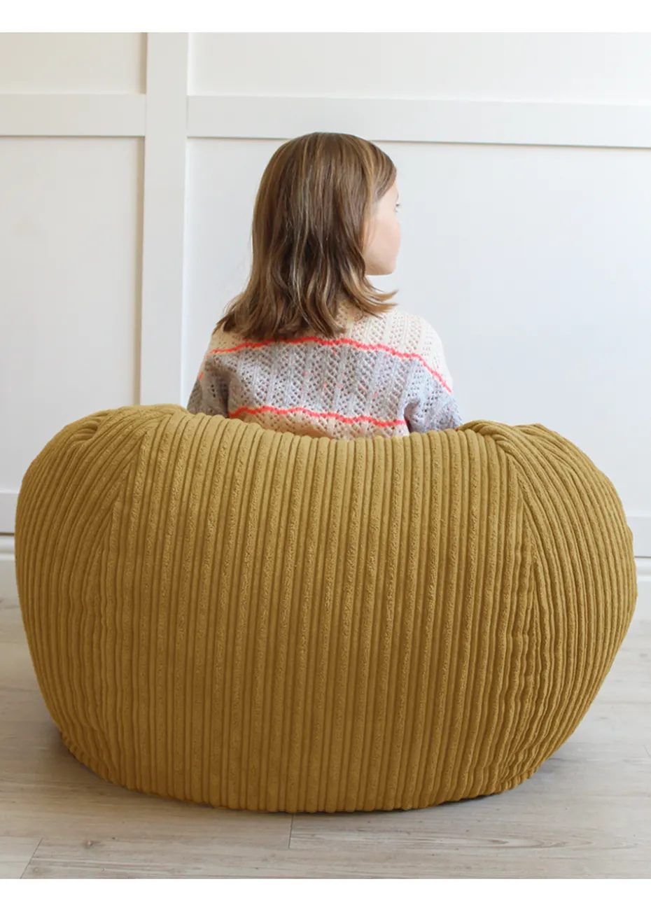 rucomfy Jumbo Cord Kids Slouchbag Mustard Beanbag